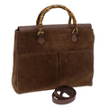 GUCCI Bamboo Hand Bag Suede 2way Brown 002 123 0322 71588