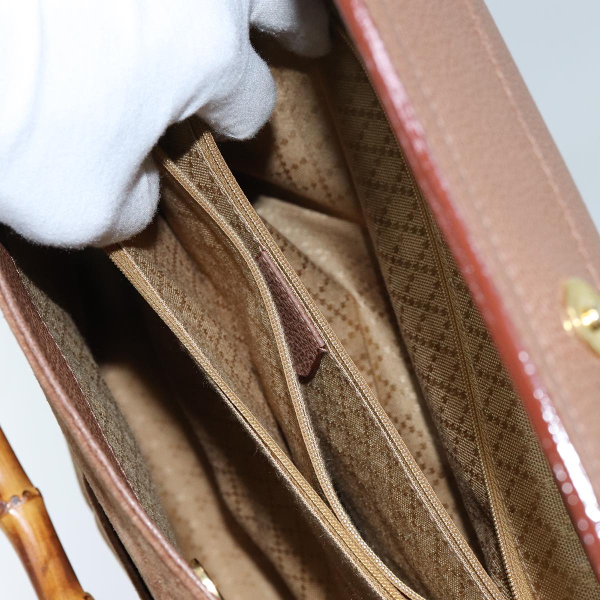 GUCCI Bamboo Hand Bag Suede 2way Brown 002 123 0322 71588