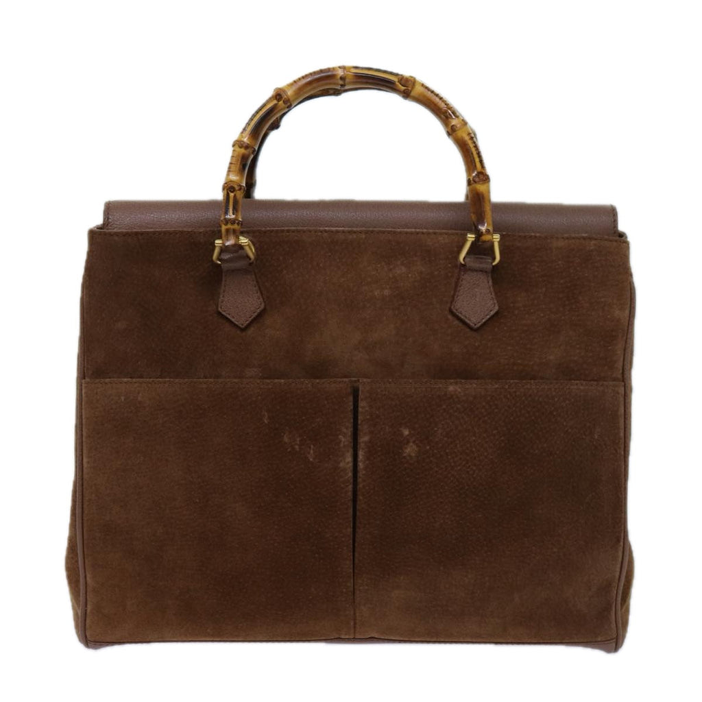 GUCCI Bamboo Hand Bag Suede 2way Brown 002 123 0322 71588