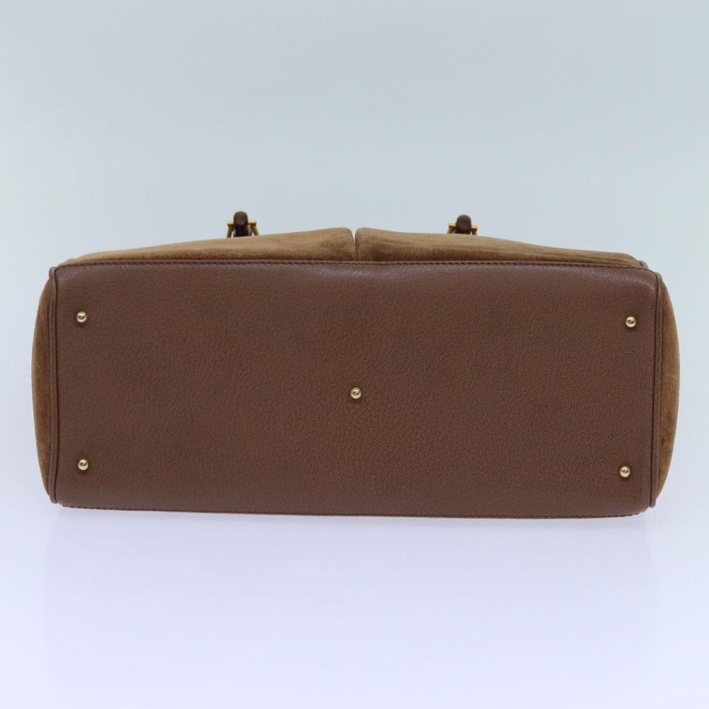 GUCCI Bamboo Hand Bag Suede 2way Brown 002 123 0322 71588