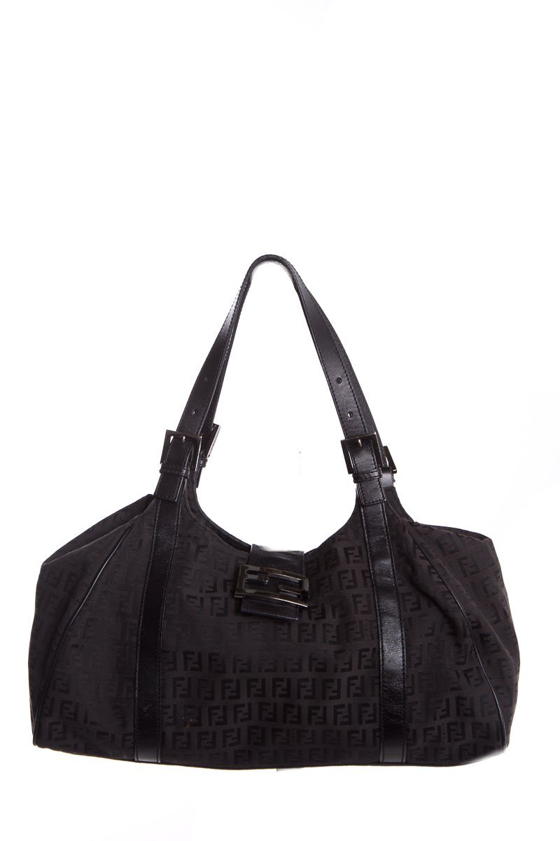 Fendi Black Fabric Zucca Print Shoulder Bag
