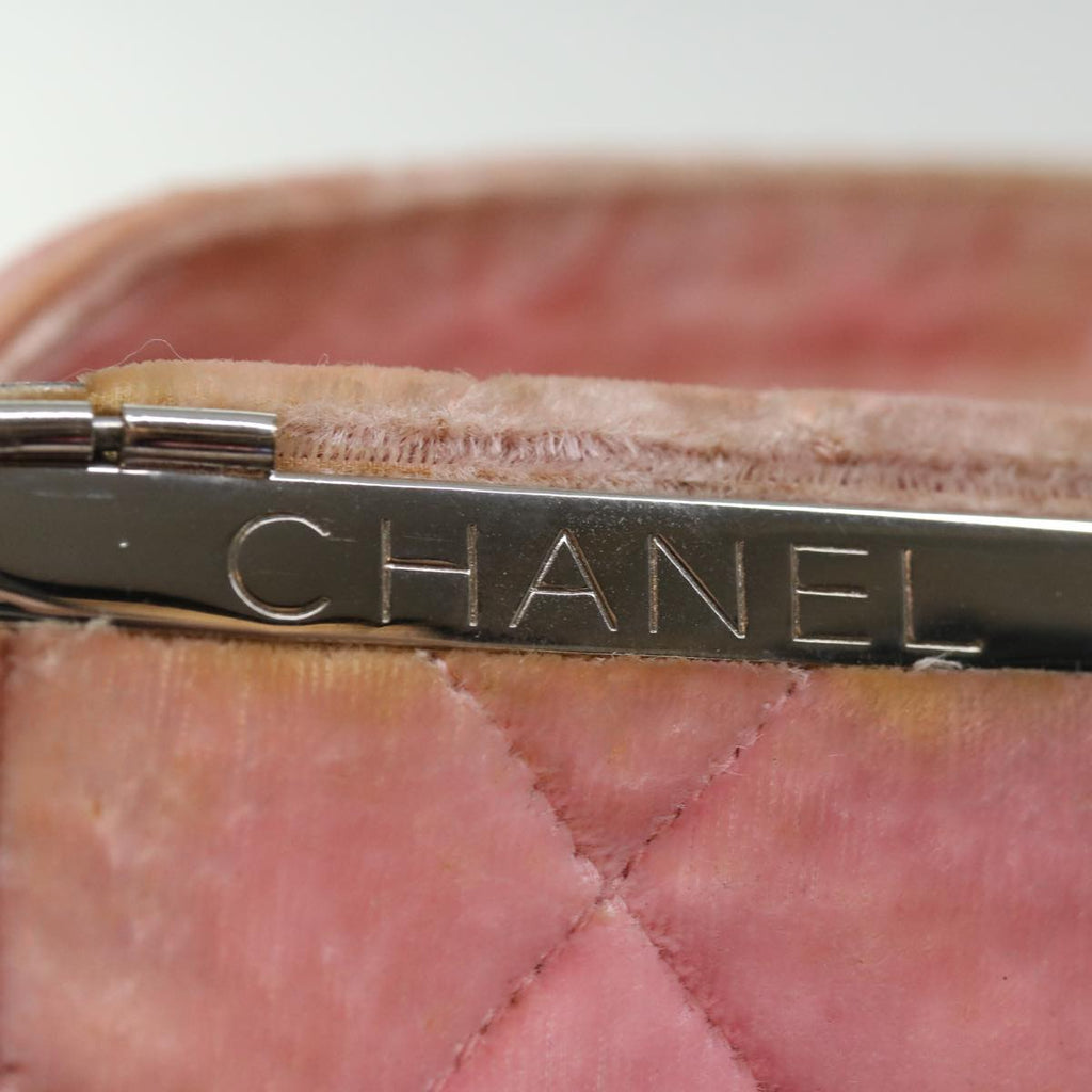CHANEL Matelasse Hand Bag Velor Pink CC 71634A