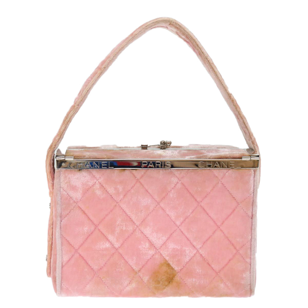 CHANEL Matelasse Hand Bag Velor Pink CC 71634A