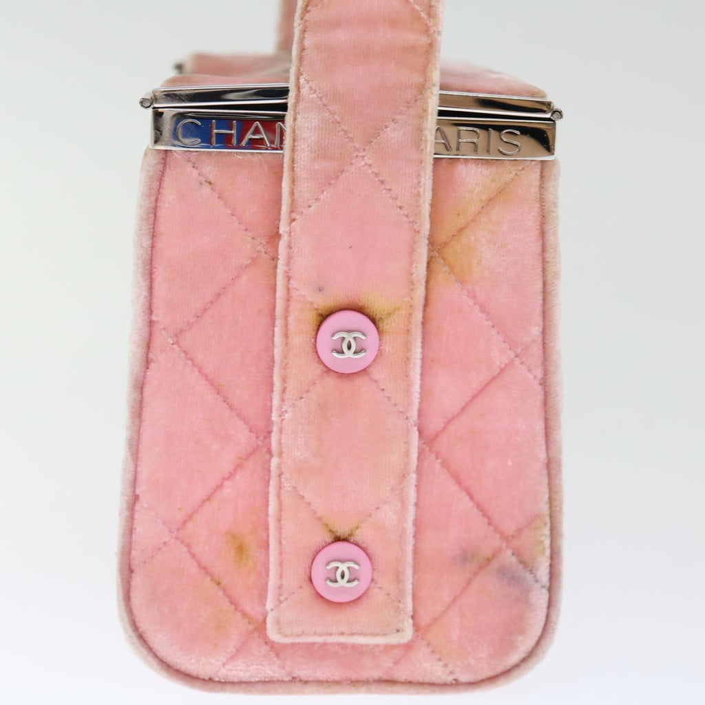 CHANEL Matelasse Hand Bag Velor Pink CC 71634A