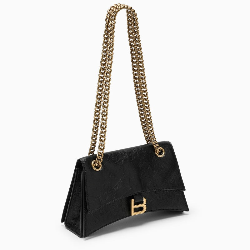 Balenciaga Small Black Leather Crush Bag Women