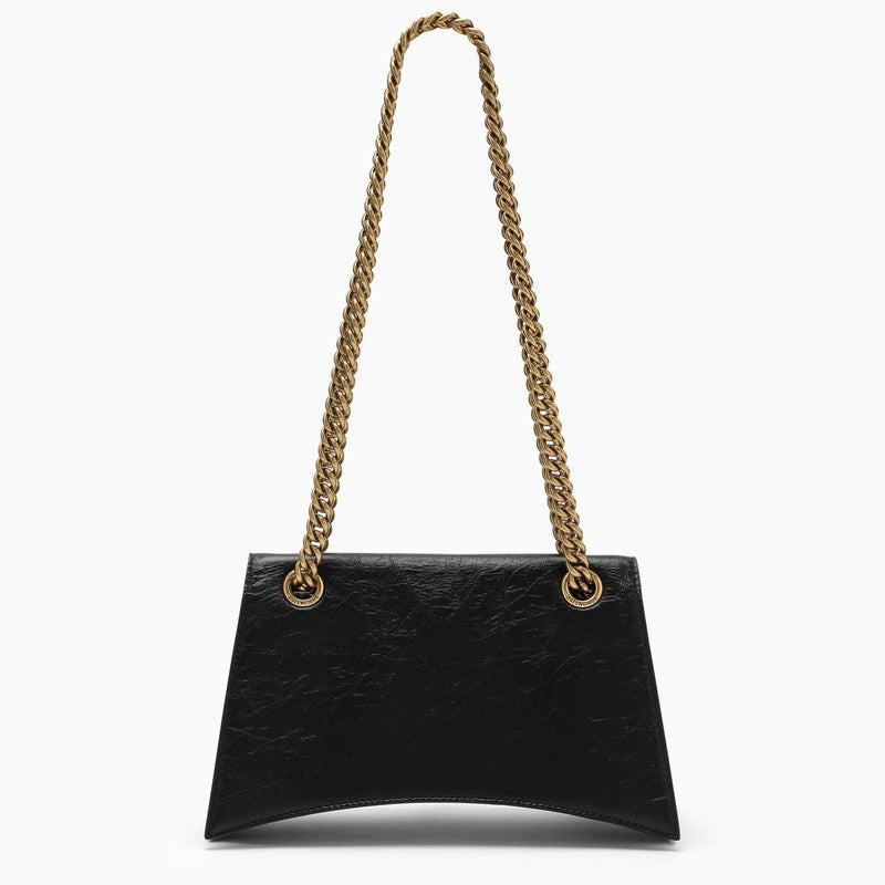 Balenciaga Small Black Leather Crush Bag Women