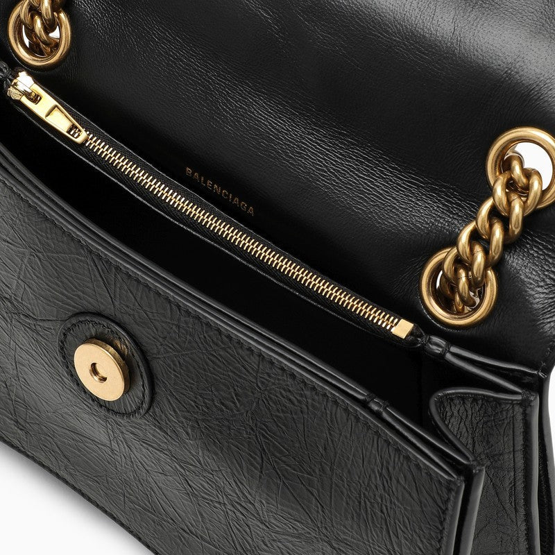 Balenciaga Small Black Leather Crush Bag Women