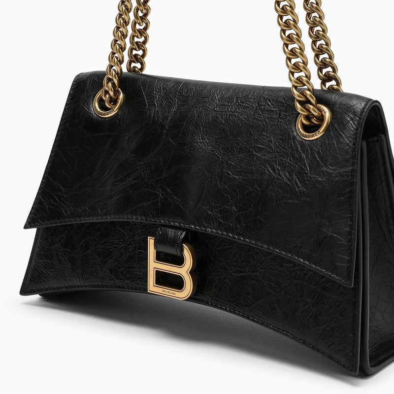 Balenciaga Small Black Leather Crush Bag Women