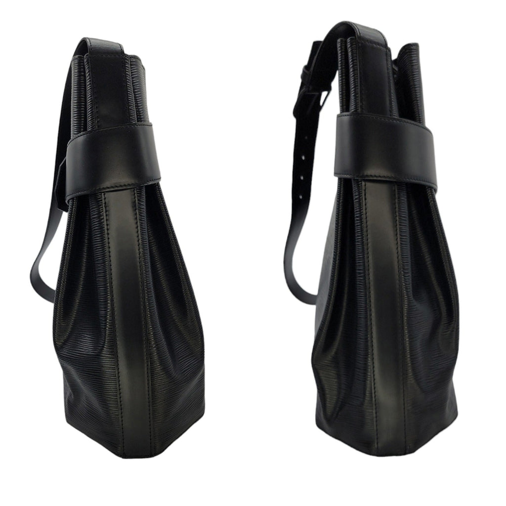 Louis Vuitton Vintage Black EPI Sac D'Epaule GM Bucket Bag w/ Pouch