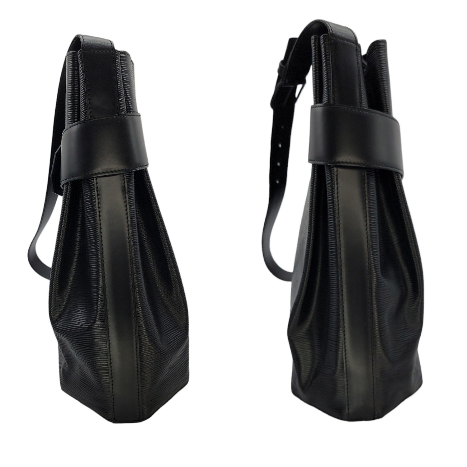 Louis Vuitton Vintage Black EPI Sac D'Epaule GM Bucket Bag w/ Pouch