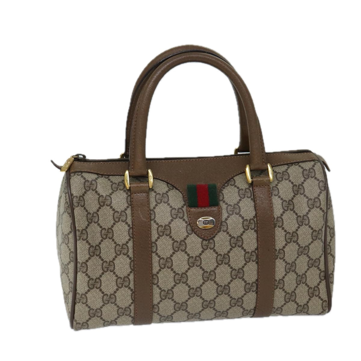 GUCCI GG Supreme Web Sherry Line Hand Bag PVC Beige Red 39 02 006 71780