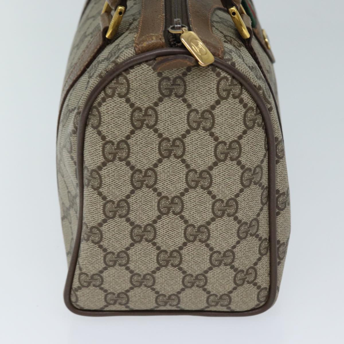 GUCCI GG Supreme Web Sherry Line Hand Bag PVC Beige Red 39 02 006 71780