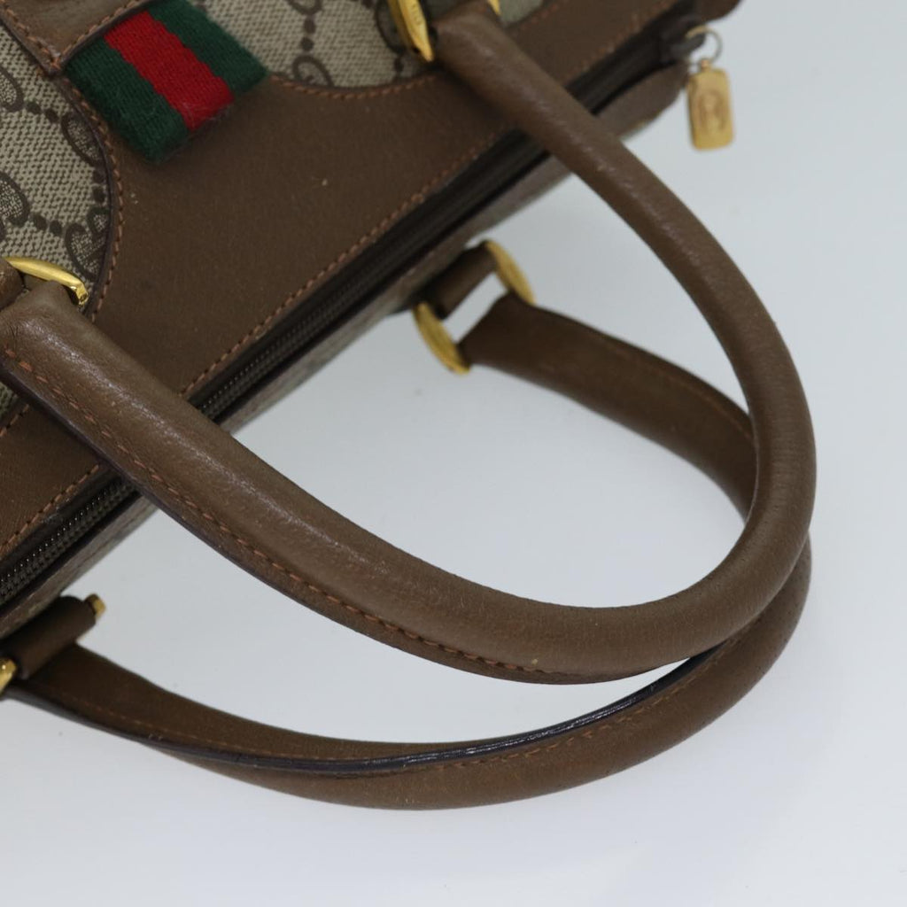 GUCCI GG Supreme Web Sherry Line Hand Bag PVC Beige Red 39 02 006 71780