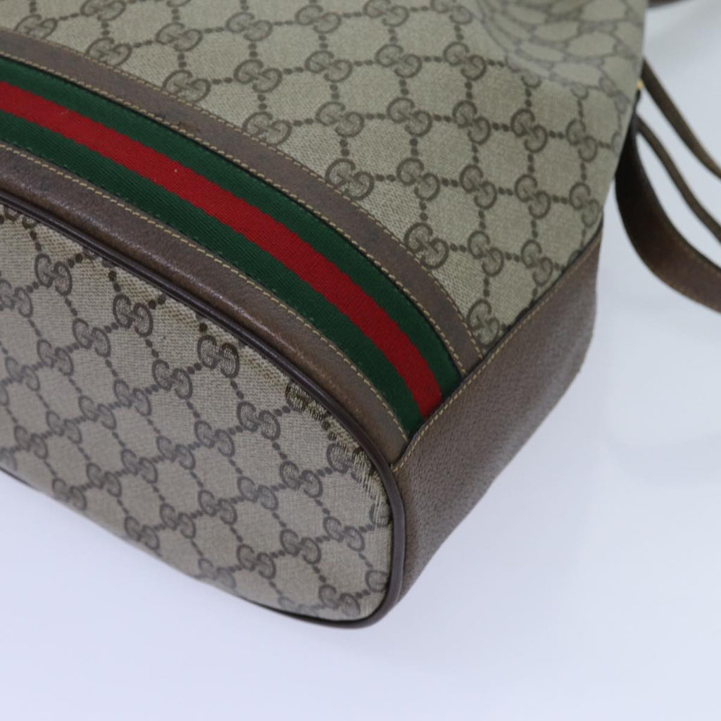 GUCCI GG Supreme Web Sherry Line Shoulder Bag PVC Beige 001 084 0850 71782