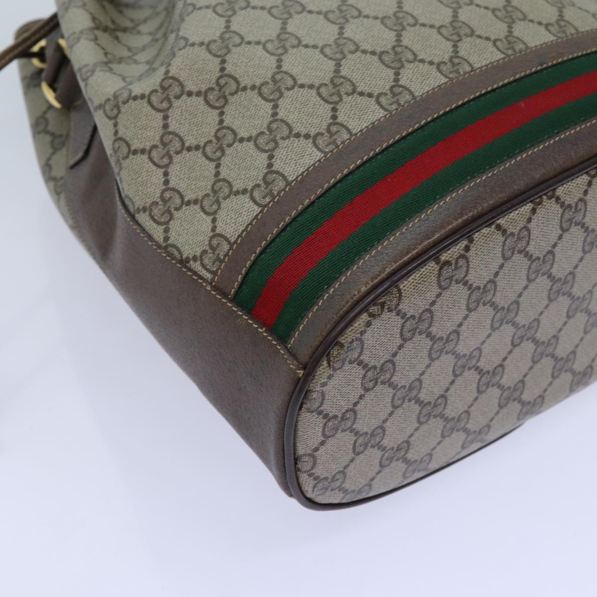 GUCCI GG Supreme Web Sherry Line Shoulder Bag PVC Beige 001 084 0850 71782