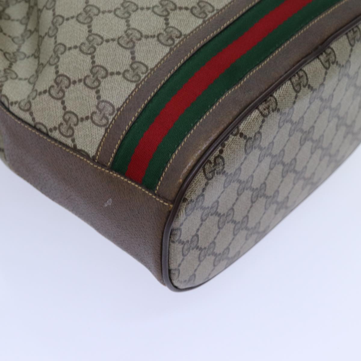 GUCCI GG Supreme Web Sherry Line Shoulder Bag PVC Beige 001 084 0850 71782