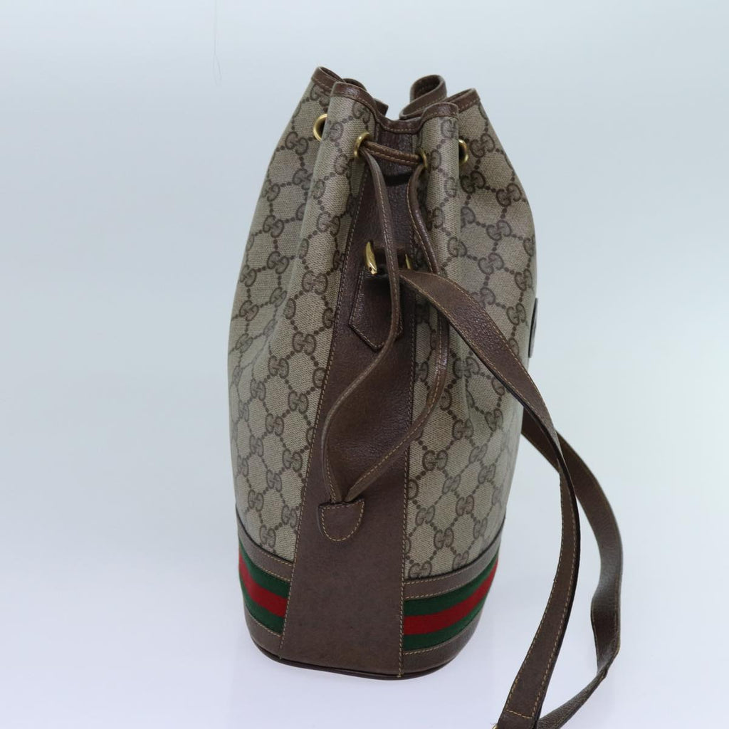 GUCCI GG Supreme Web Sherry Line Shoulder Bag PVC Beige 001 084 0850 71782