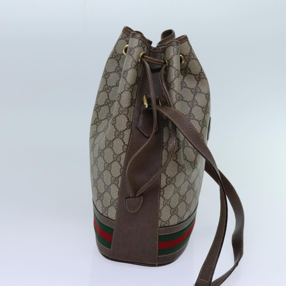 GUCCI GG Supreme Web Sherry Line Shoulder Bag PVC Beige 001 084 0850 71782