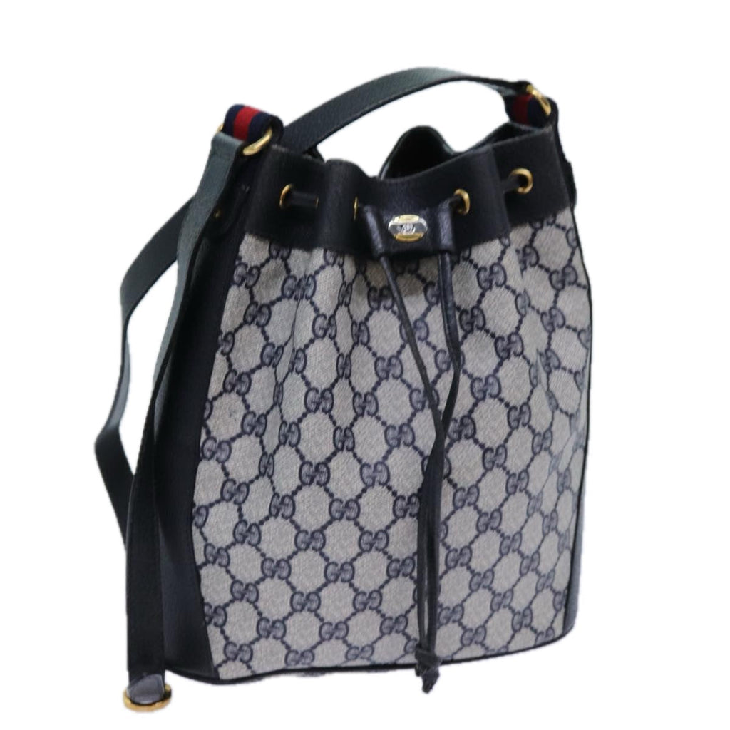GUCCI GG Supreme Sherry Line Shoulder Bag PVC Navy Red 41 02 034 71786