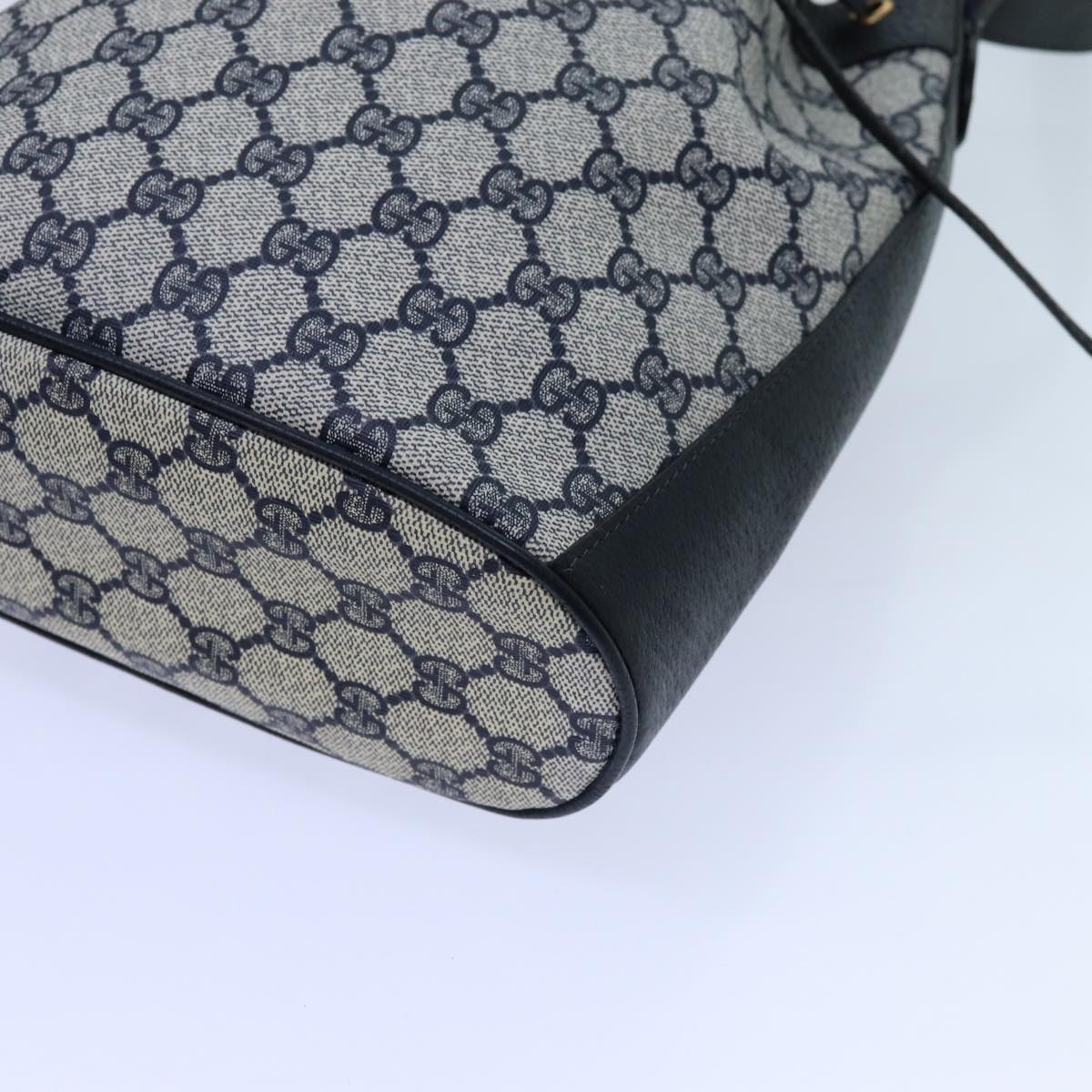 GUCCI GG Supreme Sherry Line Shoulder Bag PVC Navy Red 41 02 034 71786