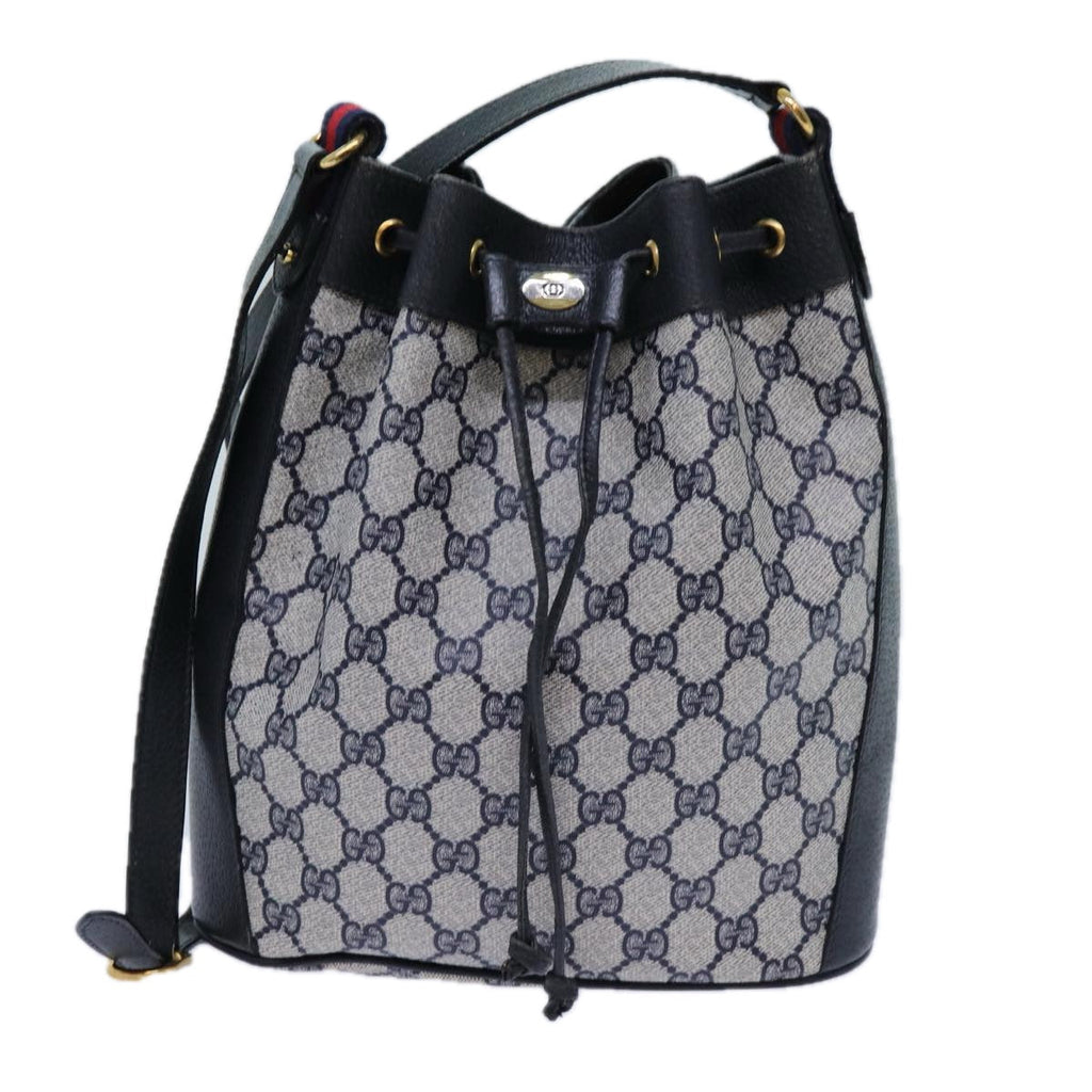 GUCCI GG Supreme Sherry Line Shoulder Bag PVC Navy Red 41 02 034 71786