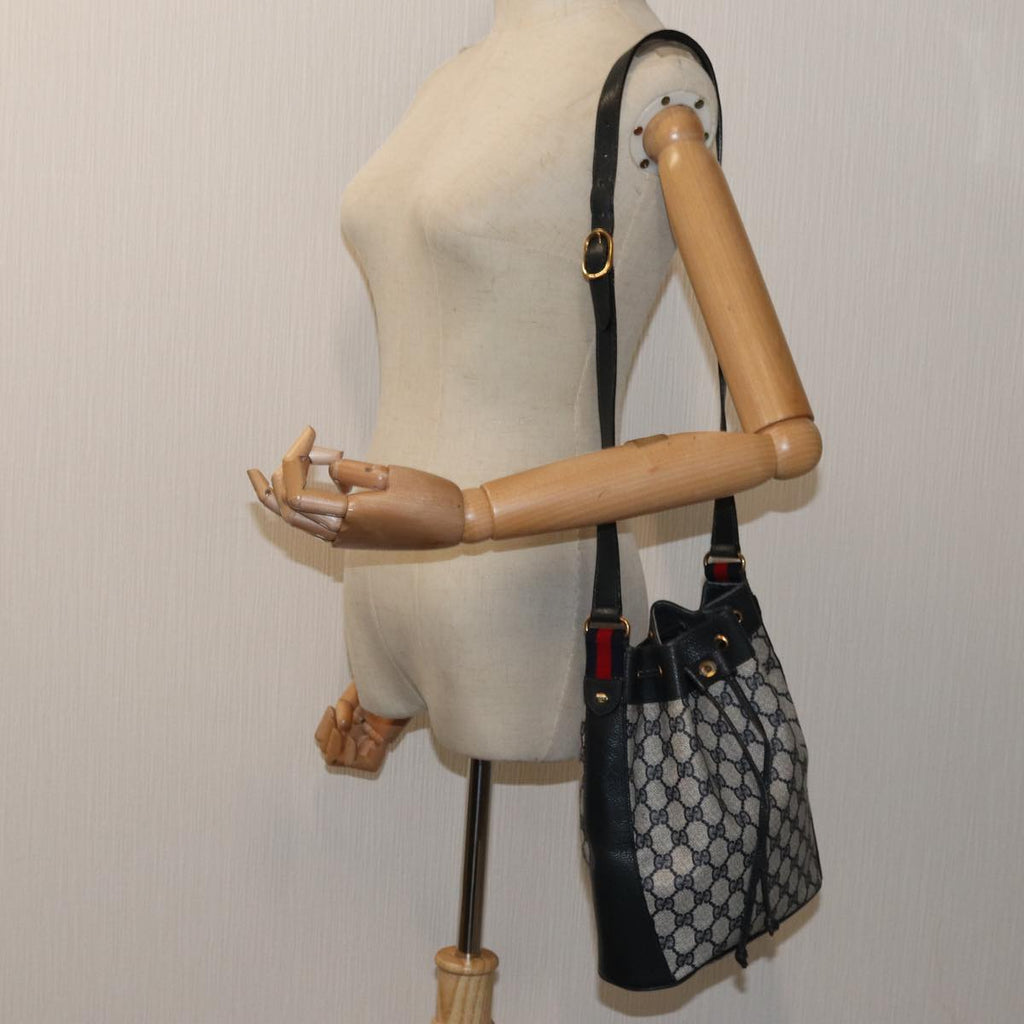 GUCCI GG Supreme Sherry Line Shoulder Bag PVC Navy Red 41 02 034 71786