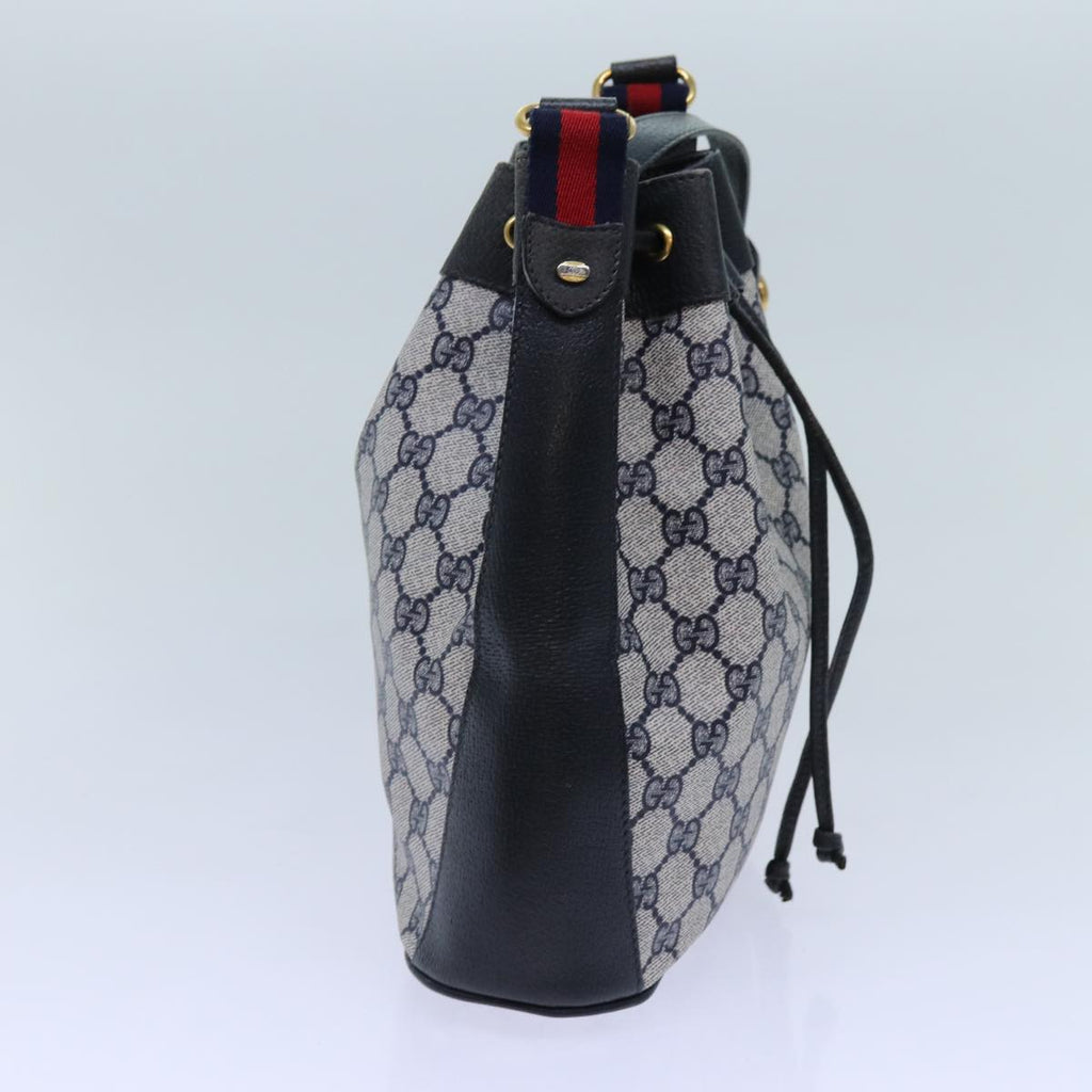 GUCCI GG Supreme Sherry Line Shoulder Bag PVC Navy Red 41 02 034 71786