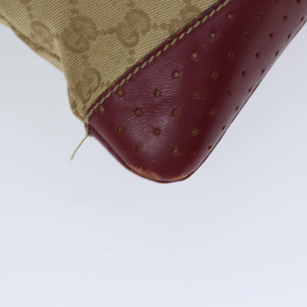GUCCI GG Canvas Sherry Line Shoulder Bag Beige Red 145857 71790