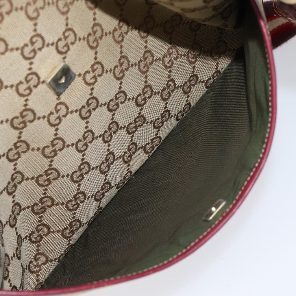 GUCCI GG Canvas Sherry Line Shoulder Bag Beige Red 145857 71790