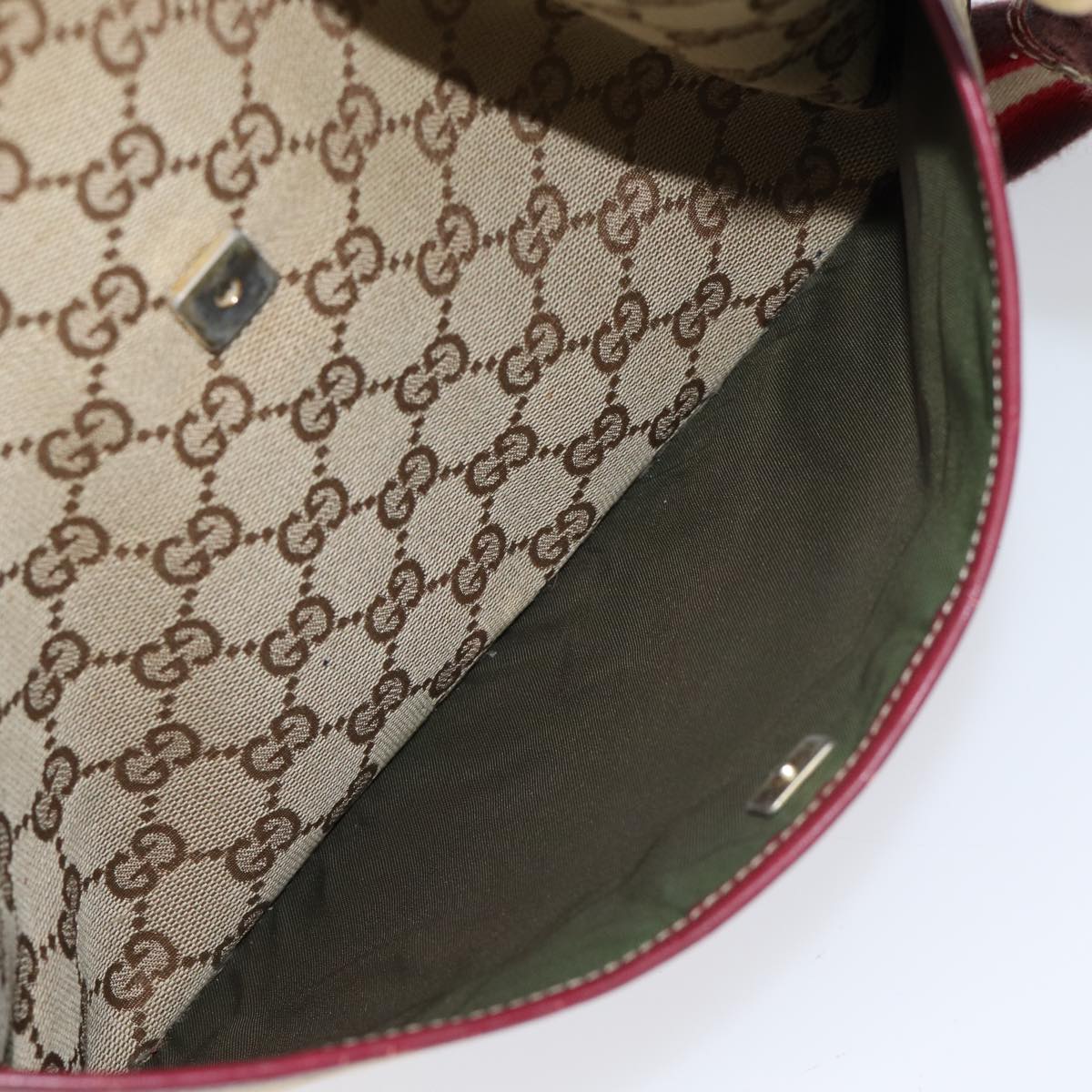 GUCCI GG Canvas Sherry Line Shoulder Bag Beige Red 145857 71790