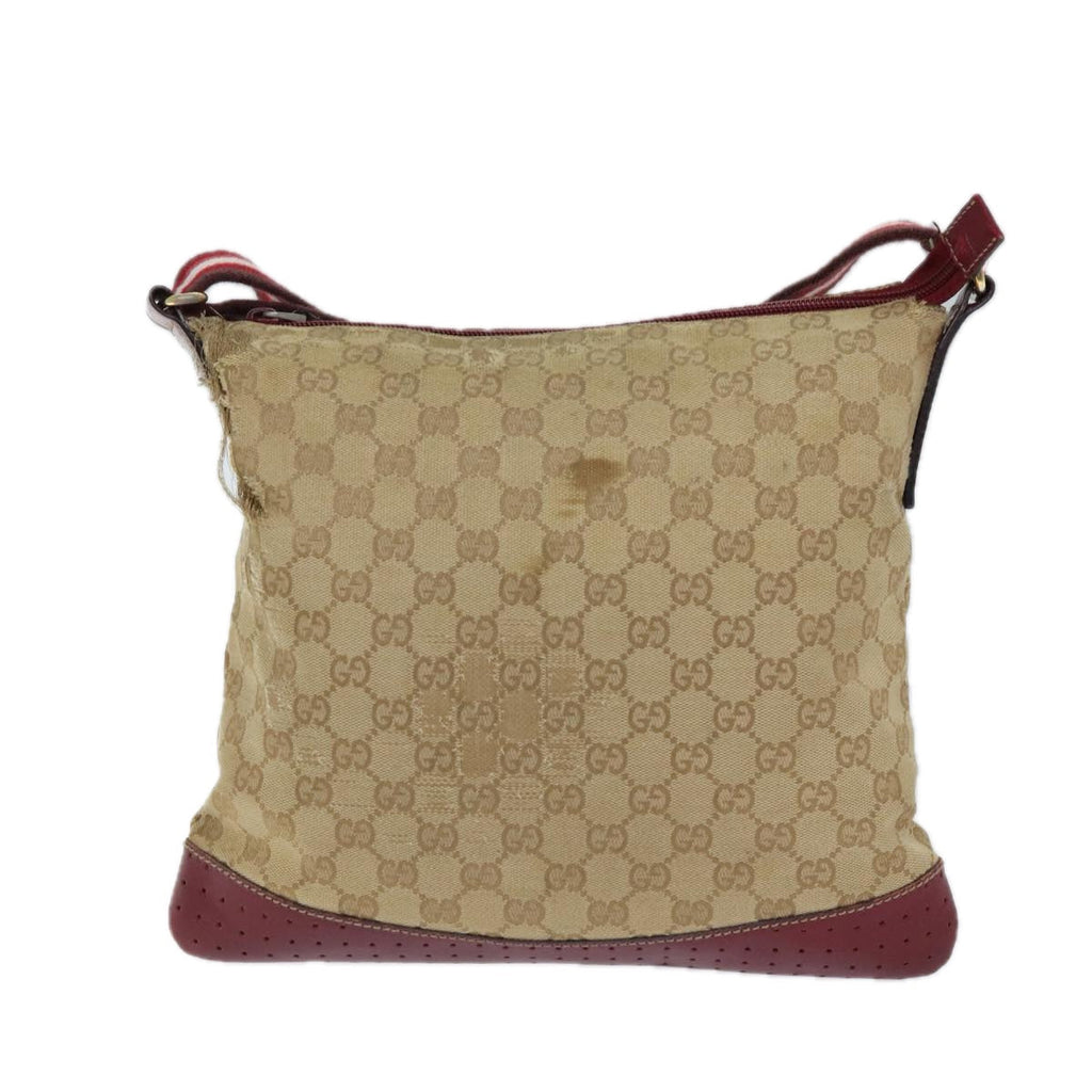 GUCCI GG Canvas Sherry Line Shoulder Bag Beige Red 145857 71790