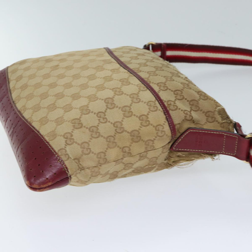 GUCCI GG Canvas Sherry Line Shoulder Bag Beige Red 145857 71790
