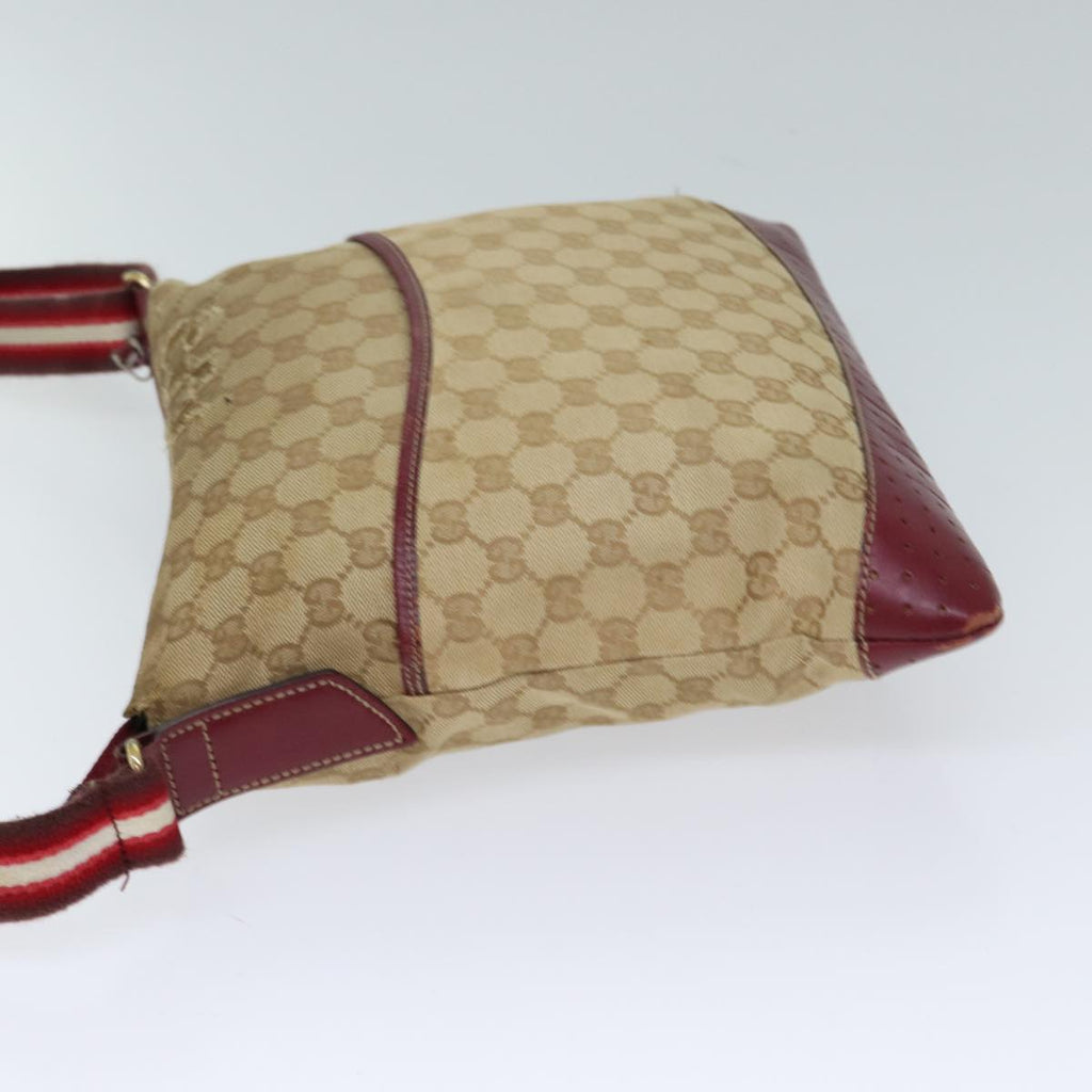 GUCCI GG Canvas Sherry Line Shoulder Bag Beige Red 145857 71790