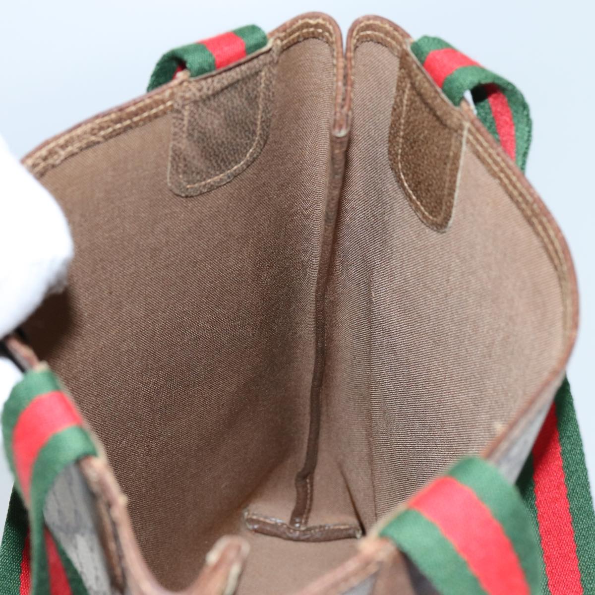 GUCCI GG Supreme Web Sherry Line Tote Bag PVC Beige Red Green 71791