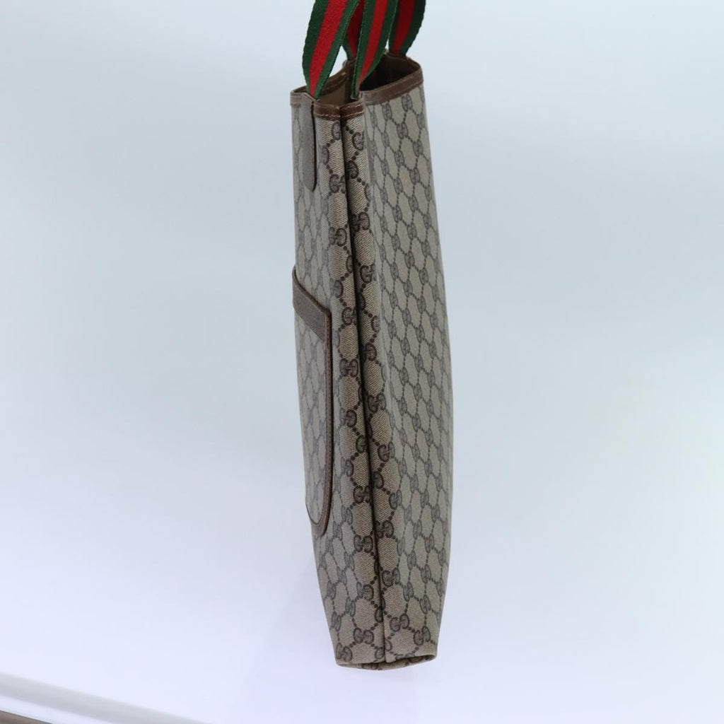 GUCCI GG Supreme Web Sherry Line Tote Bag PVC Beige Red Green 71791