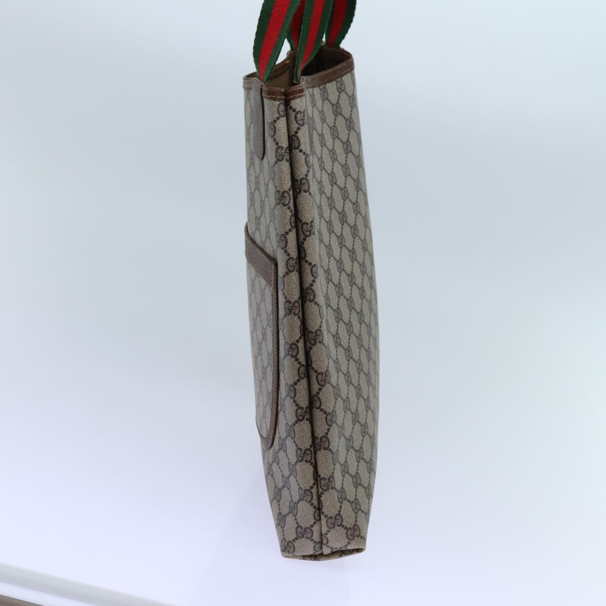 GUCCI GG Supreme Web Sherry Line Tote Bag PVC Beige Red Green 71791
