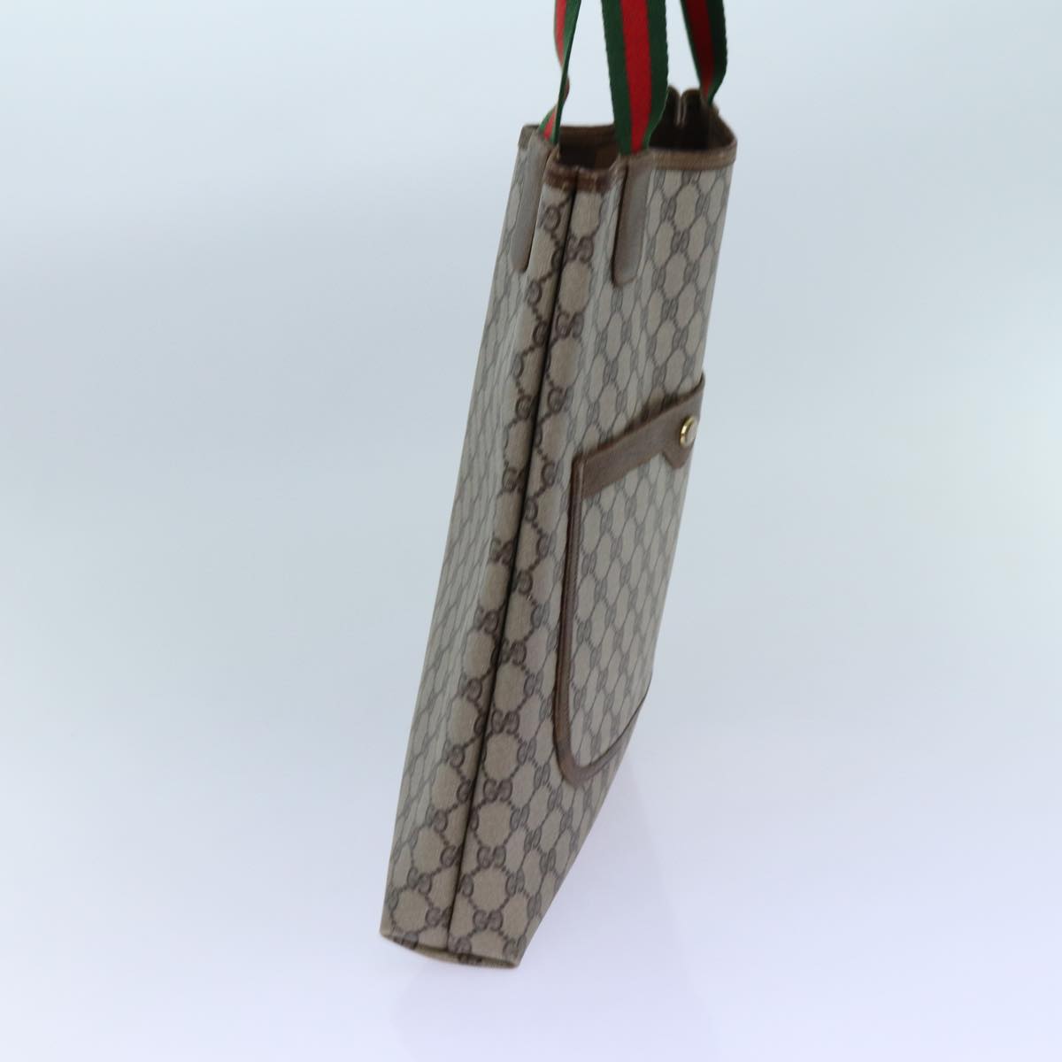 GUCCI GG Supreme Web Sherry Line Tote Bag PVC Beige Red Green 71791