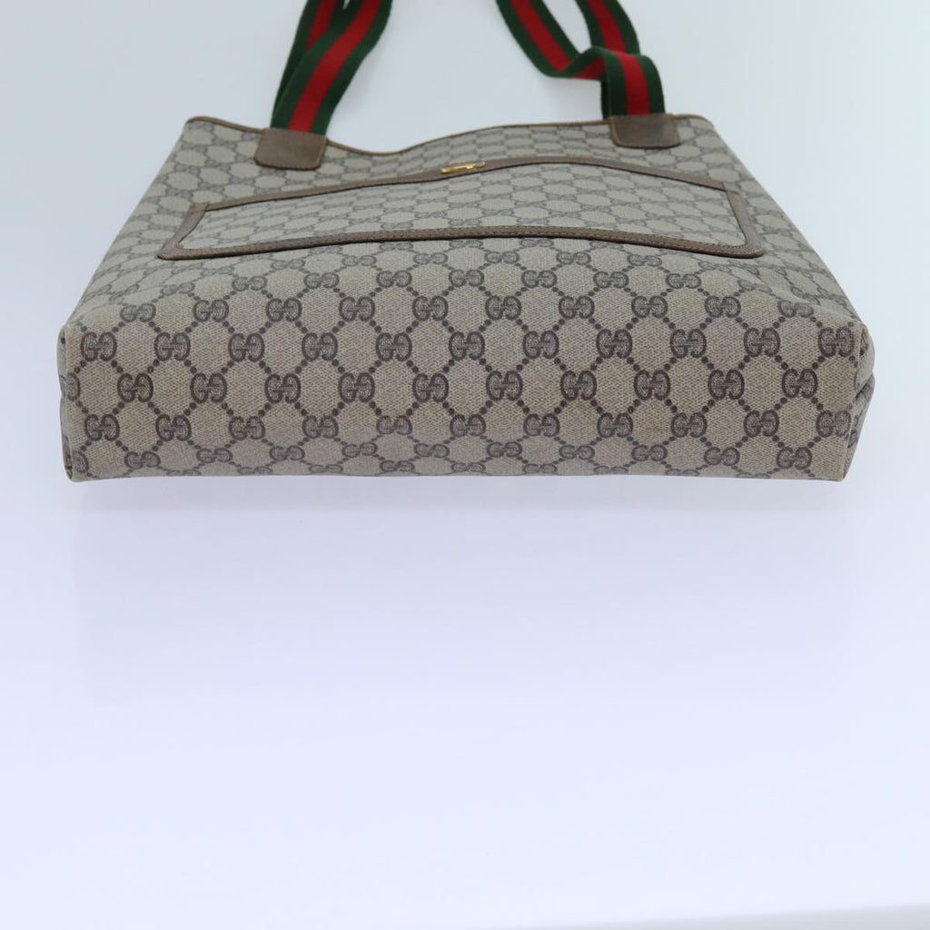 GUCCI GG Supreme Web Sherry Line Tote Bag PVC Beige Red Green 71791
