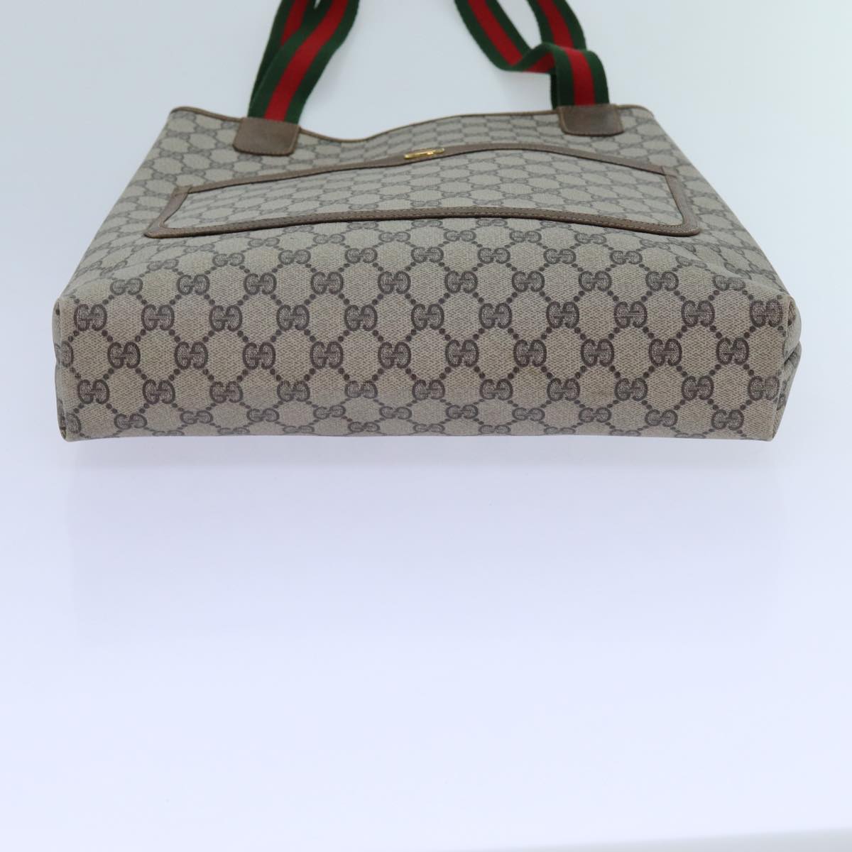 GUCCI GG Supreme Web Sherry Line Tote Bag PVC Beige Red Green 71791