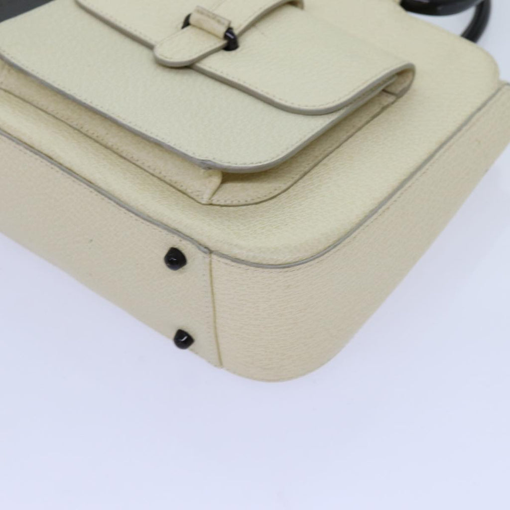 GUCCI Hand Bag Leather 2way Cream 71794
