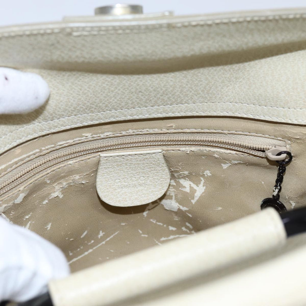 GUCCI Hand Bag Leather 2way Cream 71794