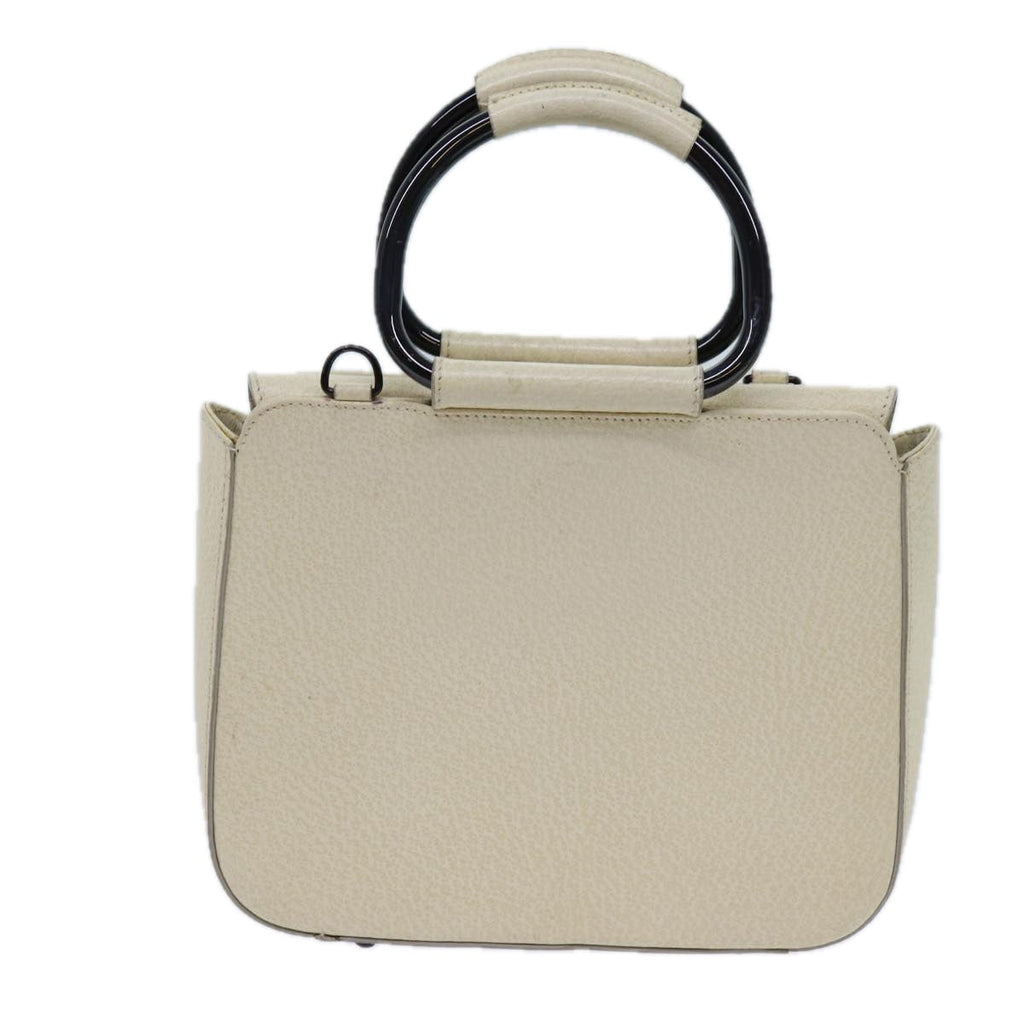 GUCCI Hand Bag Leather 2way Cream 71794