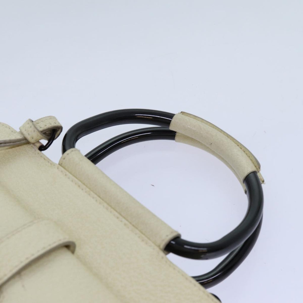 GUCCI Hand Bag Leather 2way Cream 71794
