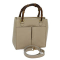 GUCCI Bamboo Hand Bag Leather 2way Beige 000 1364 0316 71795