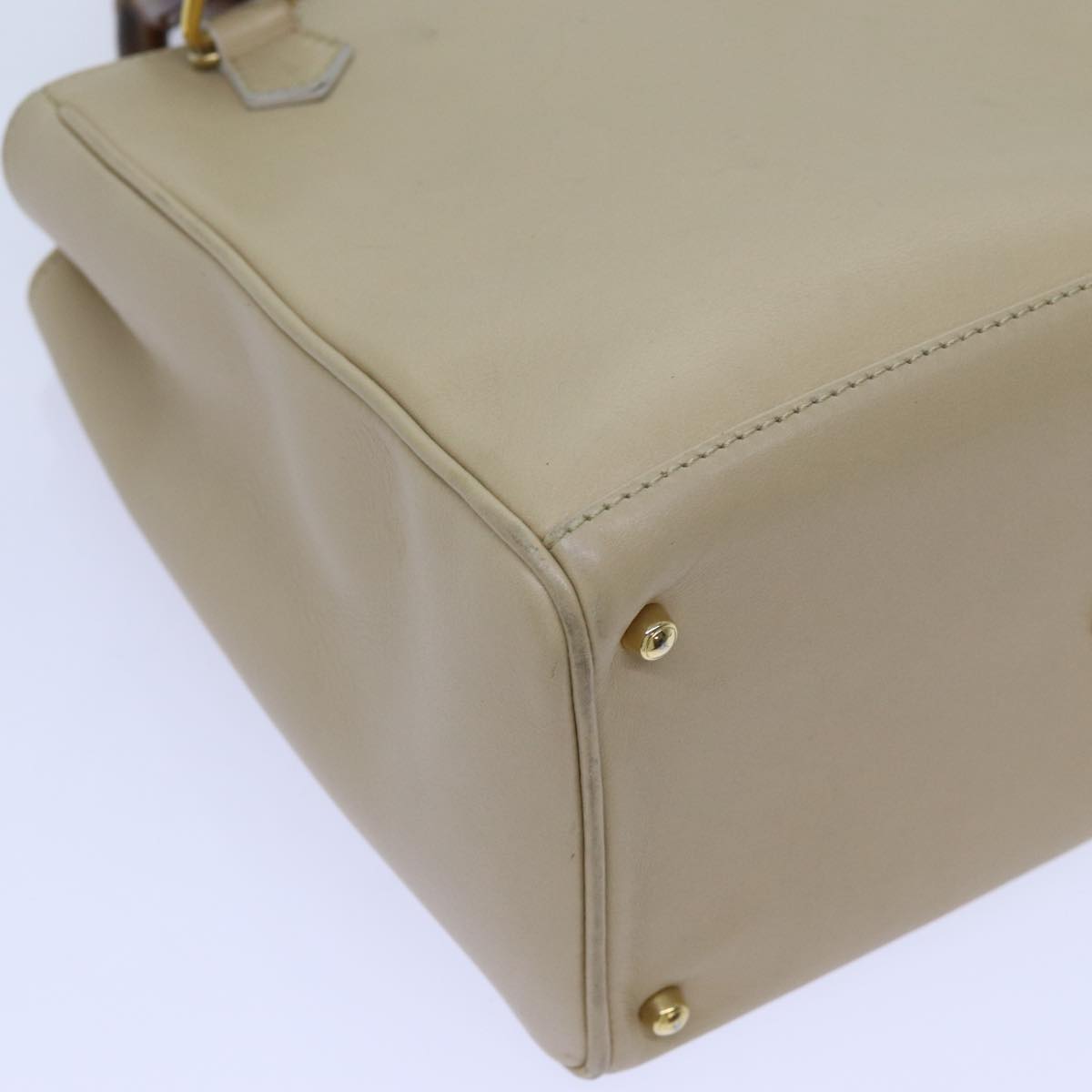 GUCCI Bamboo Hand Bag Leather 2way Beige 000 1364 0316 71795