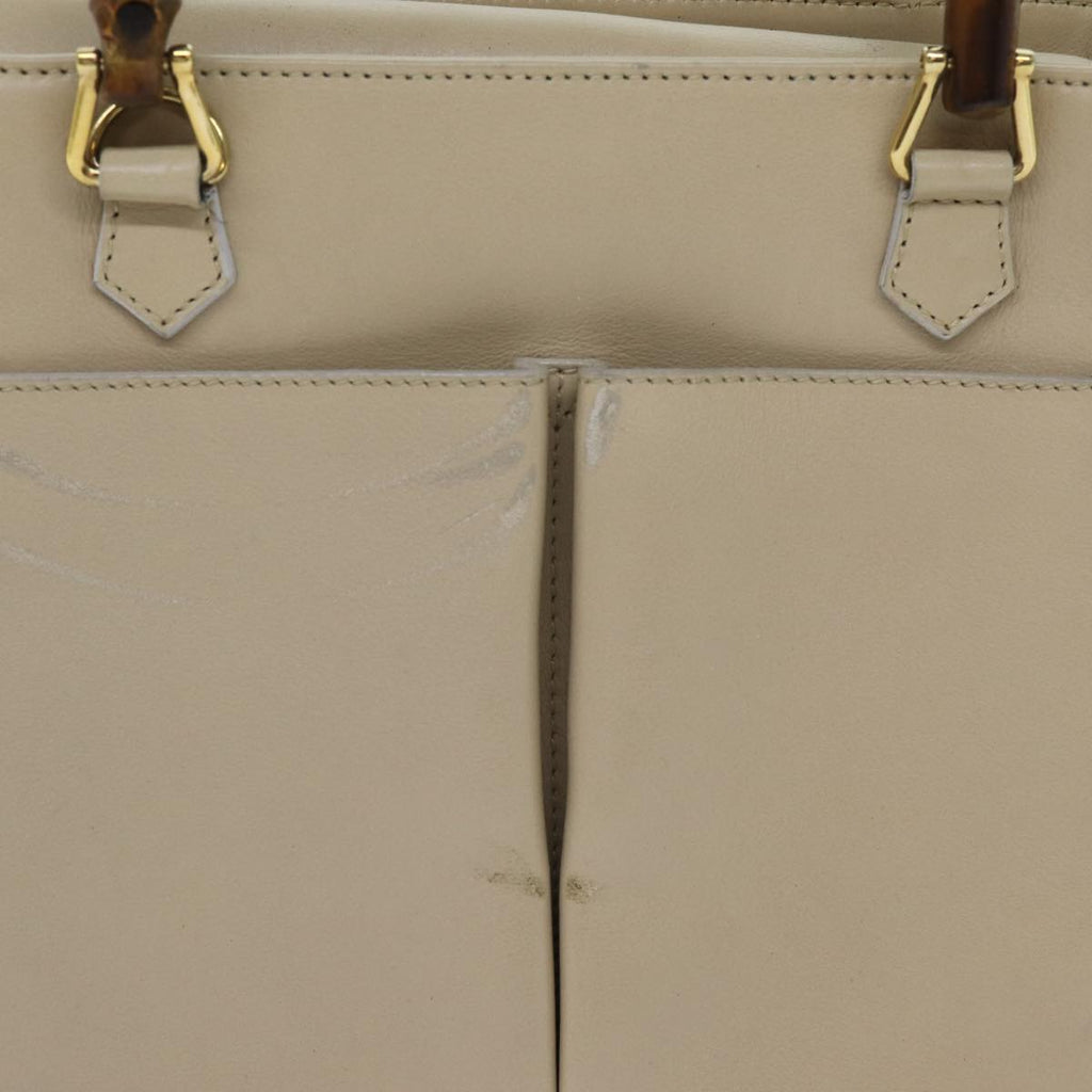 GUCCI Bamboo Hand Bag Leather 2way Beige 000 1364 0316 71795