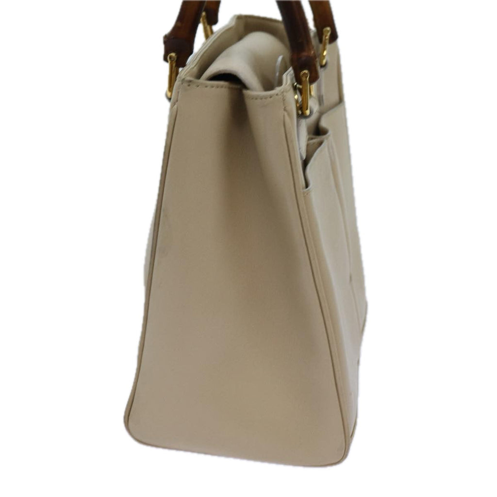 GUCCI Bamboo Hand Bag Leather 2way Beige 000 1364 0316 71795