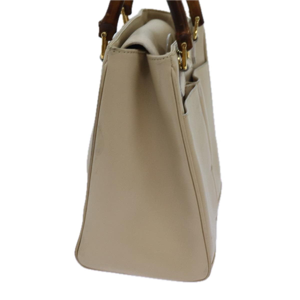 GUCCI Bamboo Hand Bag Leather 2way Beige 000 1364 0316 71795