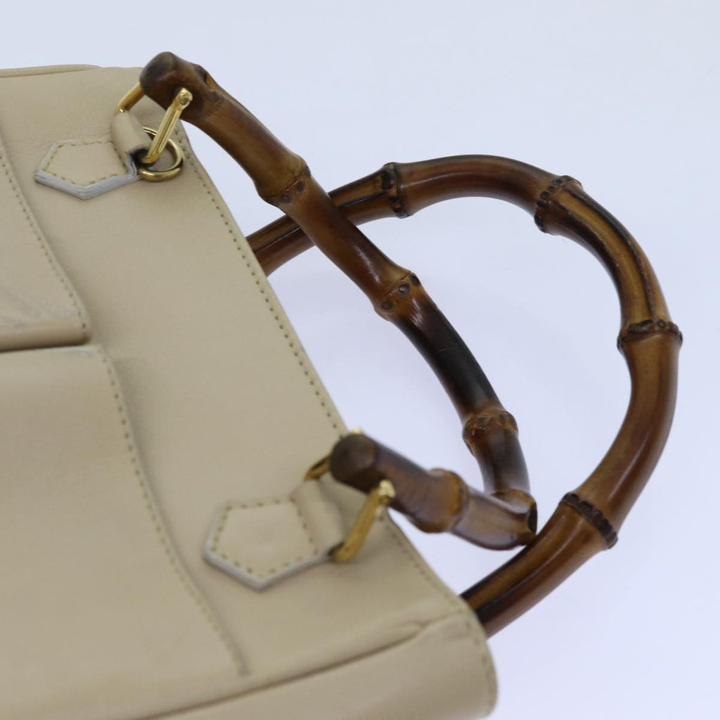 GUCCI Bamboo Hand Bag Leather 2way Beige 000 1364 0316 71795