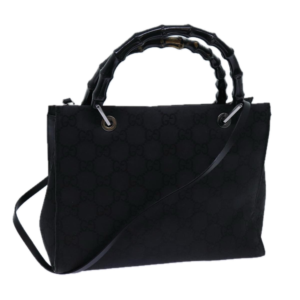 GUCCI Bamboo GG Canvas Hand Bag Nylon 2way Black 002 1016 71796